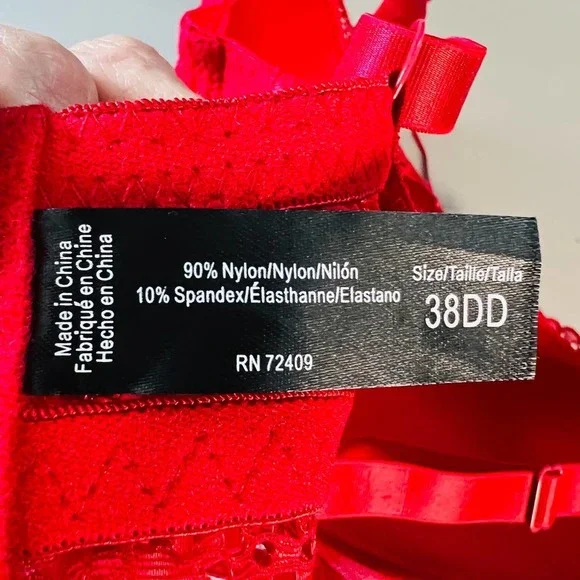 RENE Rofe Lightly Padded Lace Underwire Bra Red Size 38DD - Picture 5 of 7